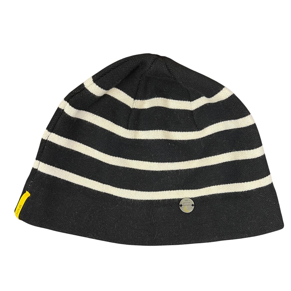 Lole Womens Black White Striped Knit Beanie Hat LAW0047 One Size